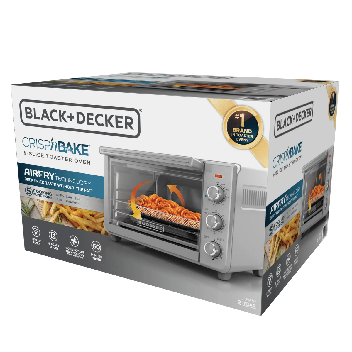 BLACK+DECKER 6-Slice Crisp 'N Bake Air Fry Toaster Oven, TO3217SS