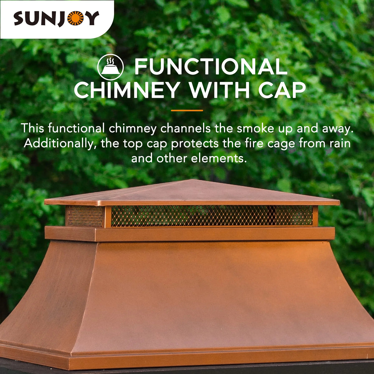 SUNJOY Outdoor 48 inch Steel Wood Burning Stone Fireplace with Fire Poker and Removable Grate