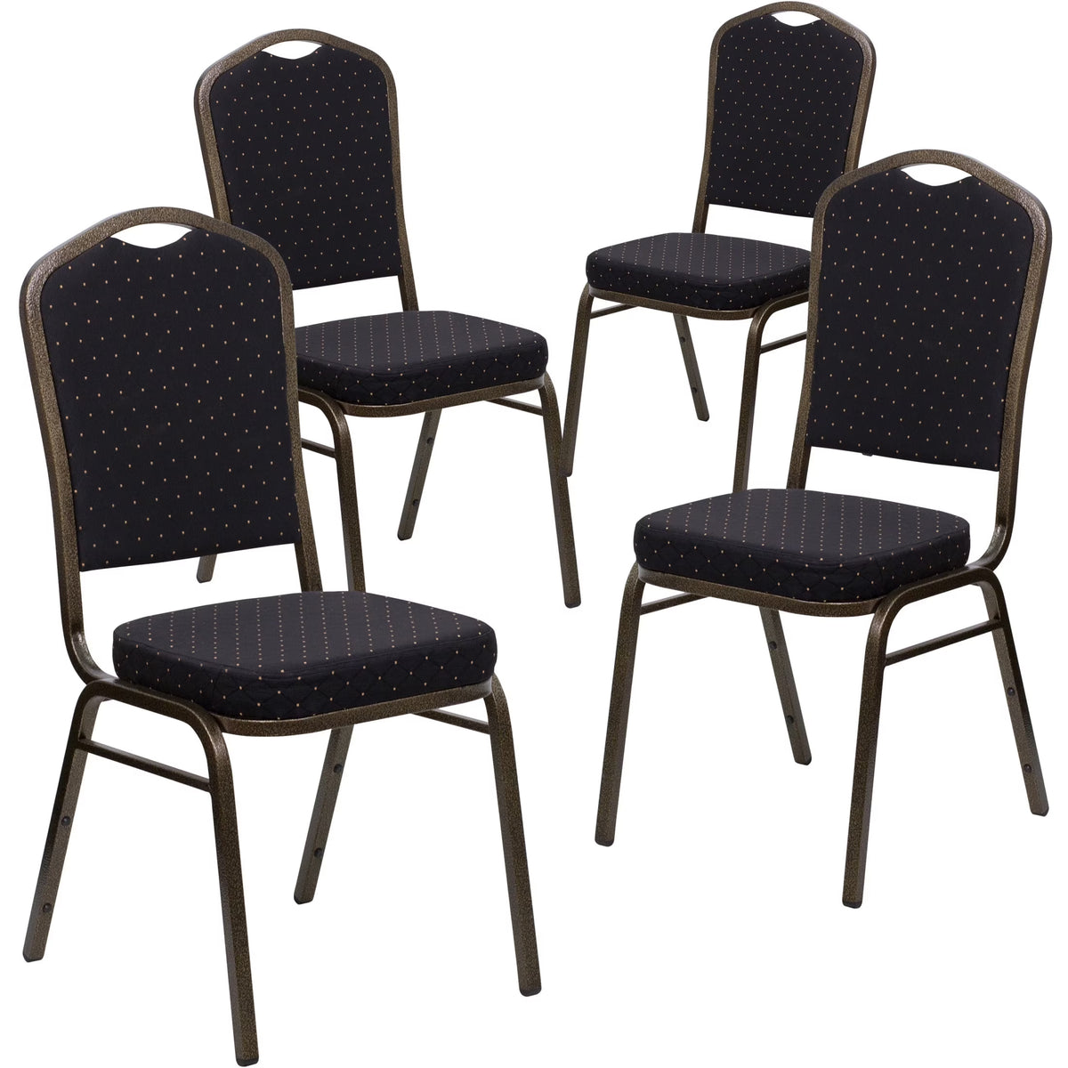 Emma + Oliver 4 Pack Crown Back Stacking Banquet Chair in Navy Vinyl - Silver Vein Frame