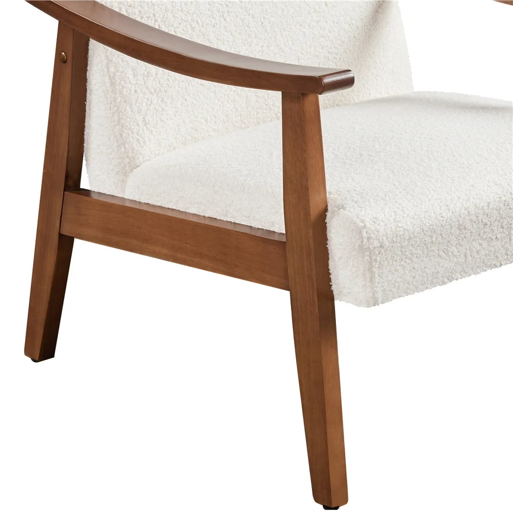 Yaheetech Mid-Century Upholstered Faux Leather Armchair with Solid Wood Legs,Brown