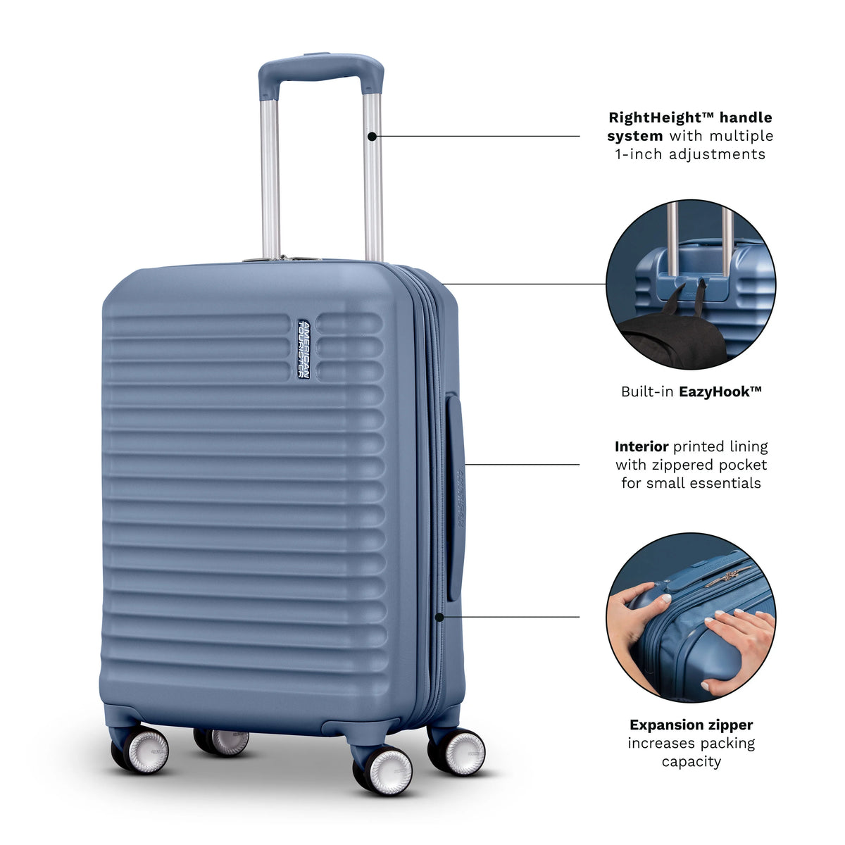American Tourister Stratum 3.0 Medium Hardside Suitcase with Spinner Wheels - Elemental Blue