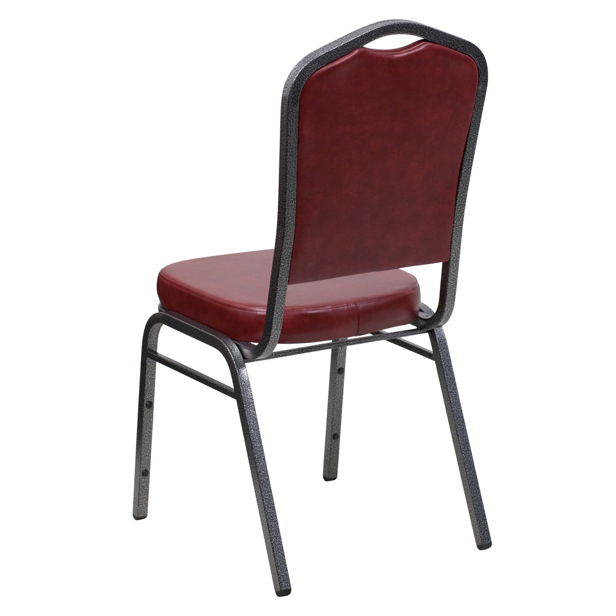 Emma + Oliver 4 Pack Crown Back Stacking Banquet Chair in Navy Vinyl - Silver Vein Frame