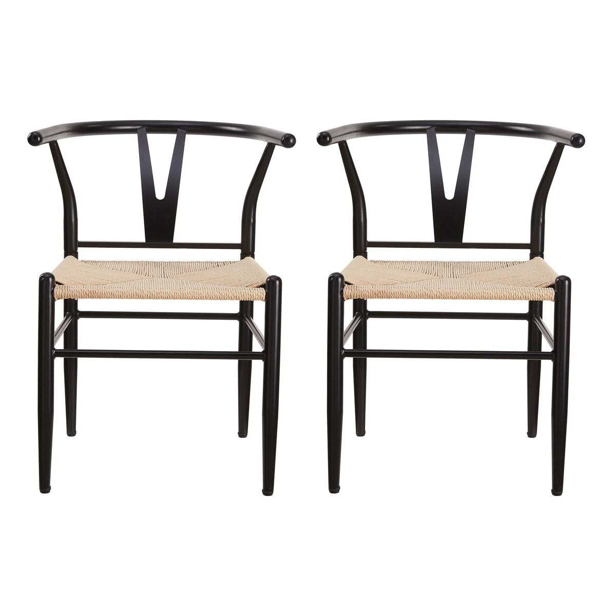 Better Homes & Gardens Springwood Wishbone Chair, Metal Base with Black Finish, 2 Pack