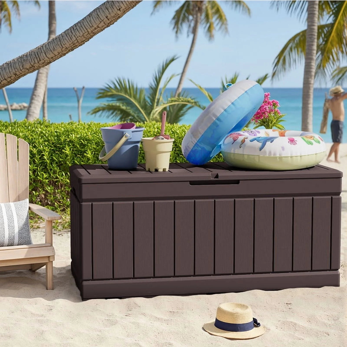 Homall 82 Gallon Outdoor Storage in Resin Deck Box 45.66in Width Lockable Deck Box, Black