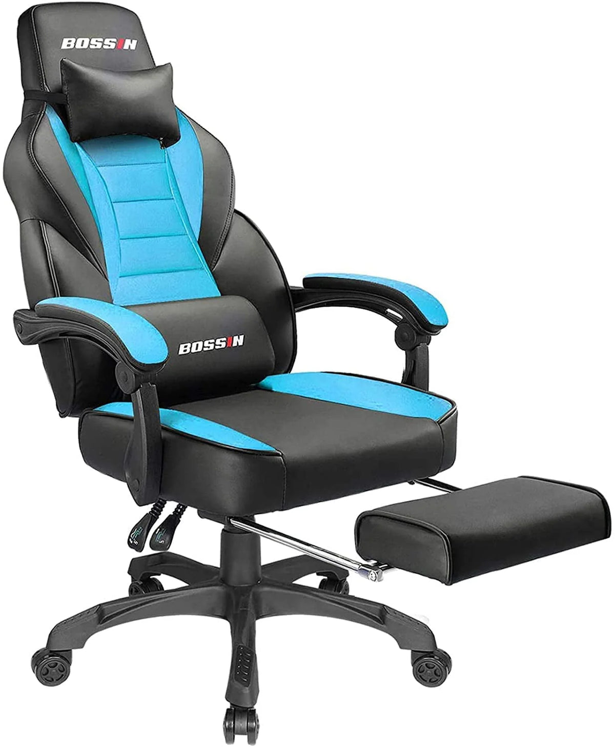 Bossin Gaming Chairs with Footrest,2022 Leather Game Chair for Adults,Big and Tall Gamer Chair with Headrest and Lumbar Support