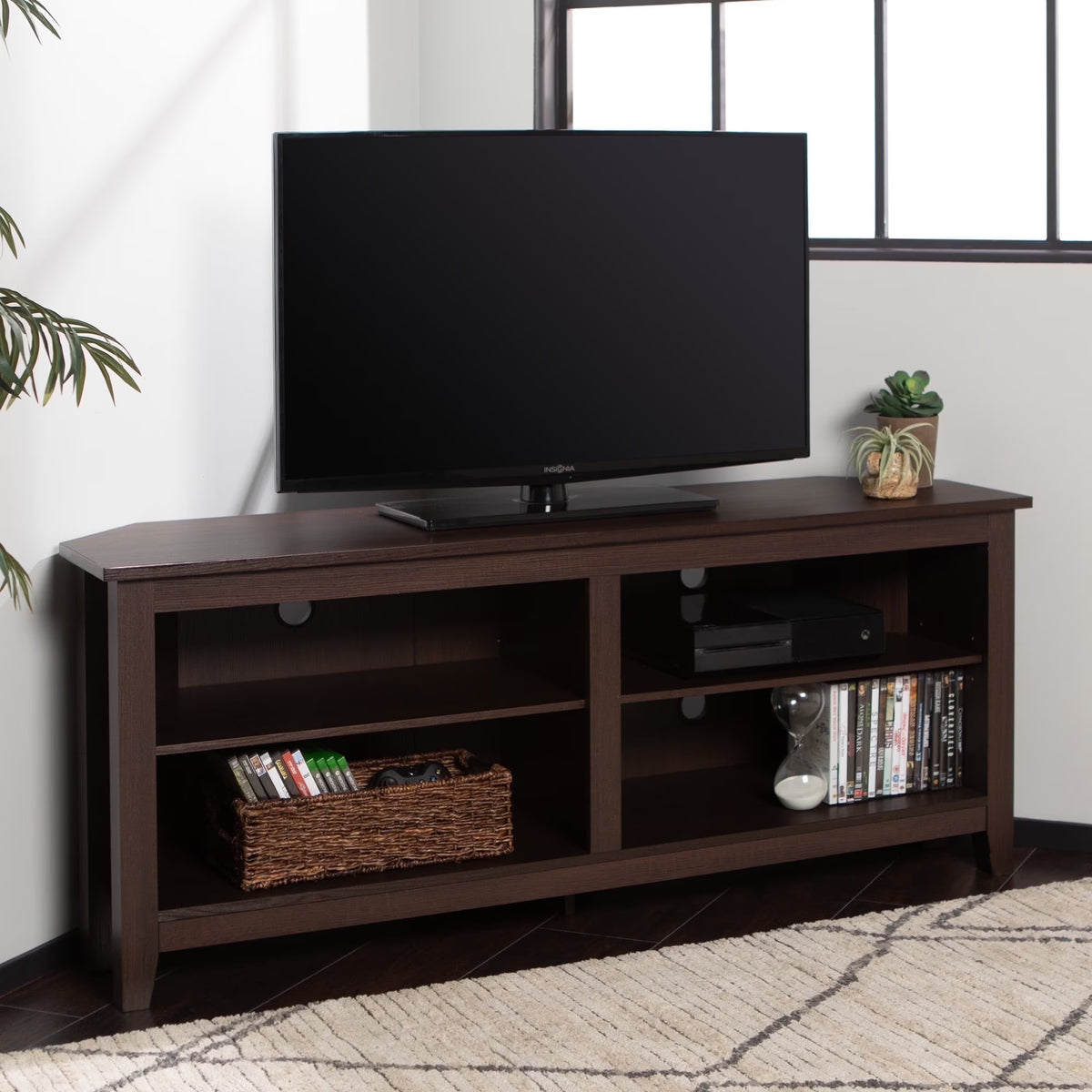 Walker Edison Corner TV Stand Console for TVs up to 64" - Black