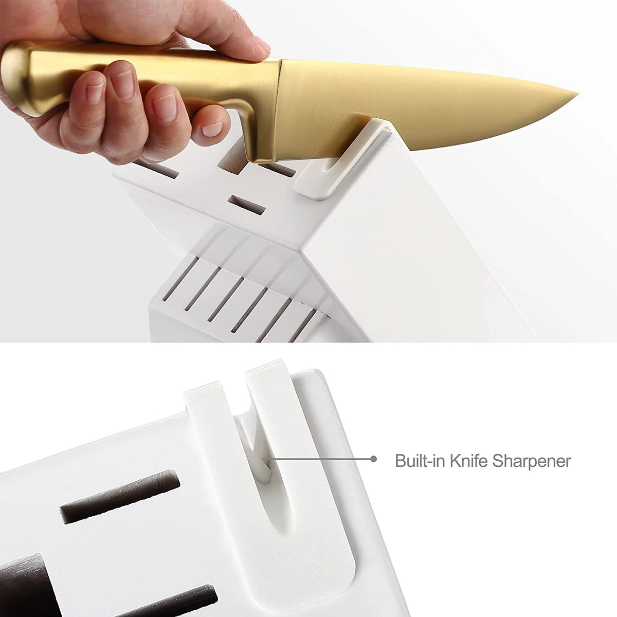 McCook MC29 Knife Sets, 15 Pieces German Stainless Steel Kitchen Knife Block Sets with Built-in Sharpener