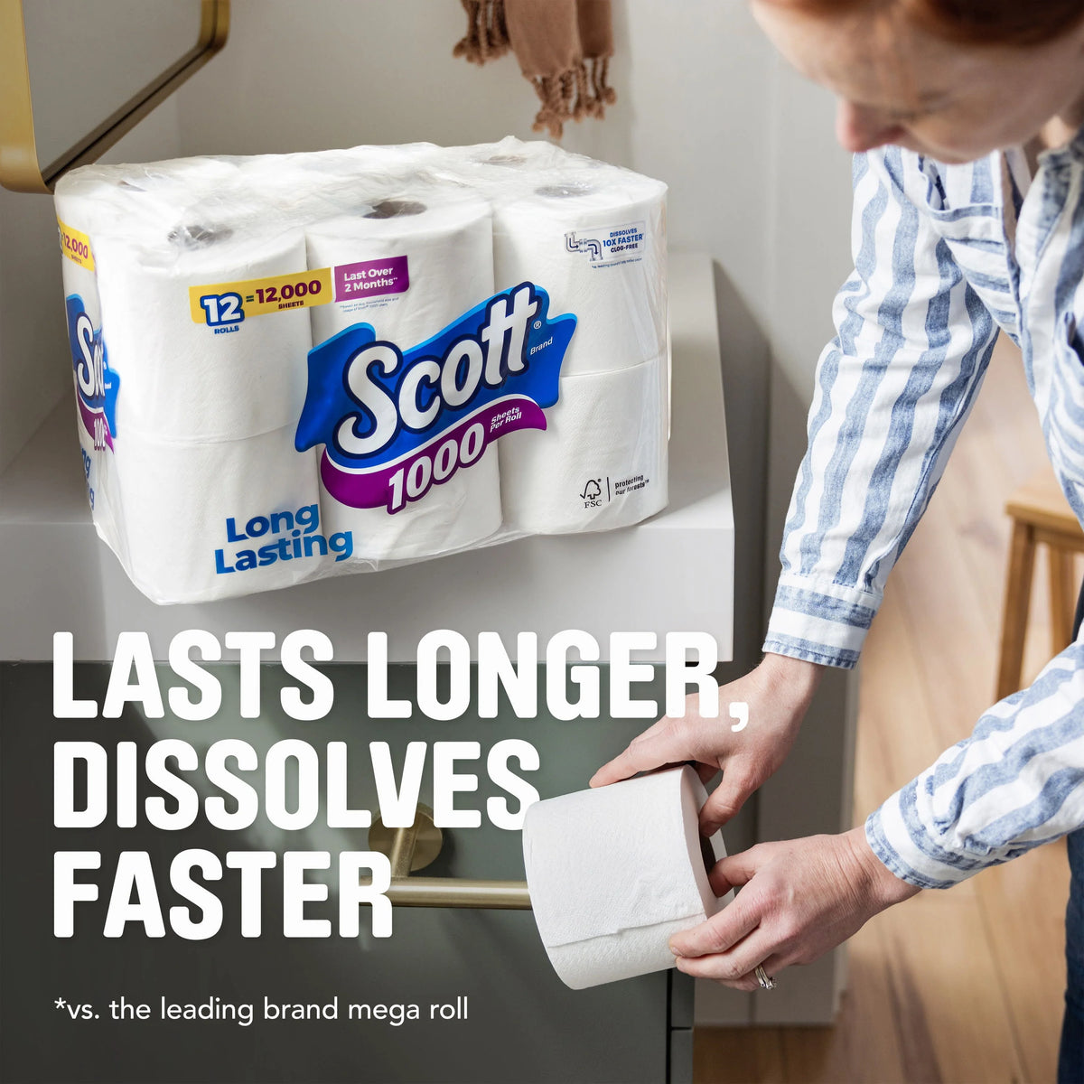 Scott 1000 Toilet Paper, 36 Rolls, 1000 Sheets Per Roll (36000 Sheets Total)