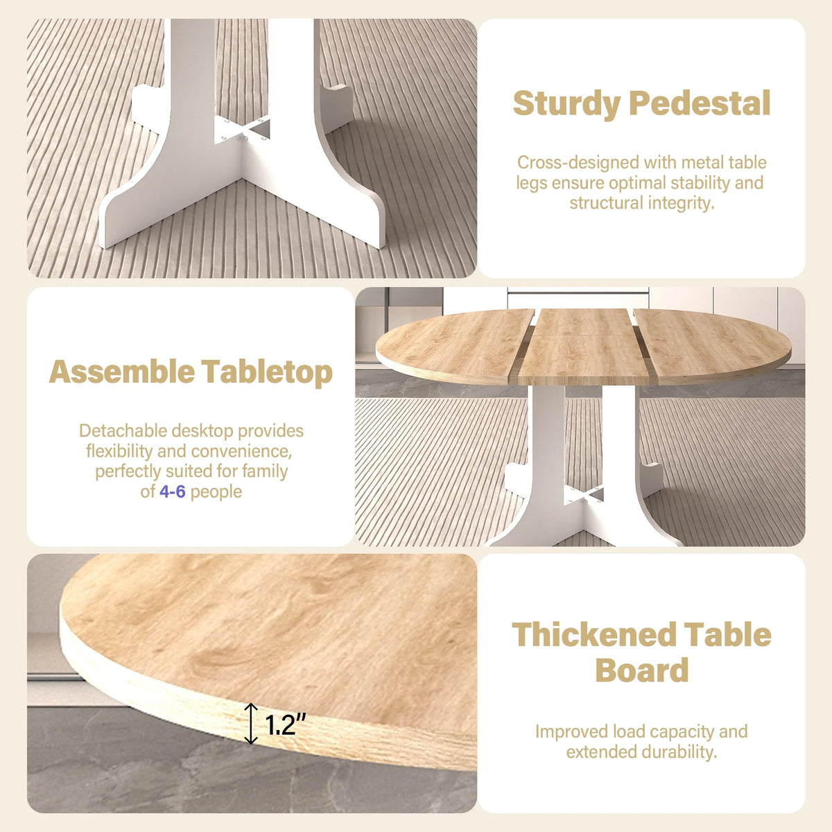 Aukfa Extendable Dining Room Table for 4-6,Oval Table Top with Removable Leaf for Kitchen Dining Living Room,Black