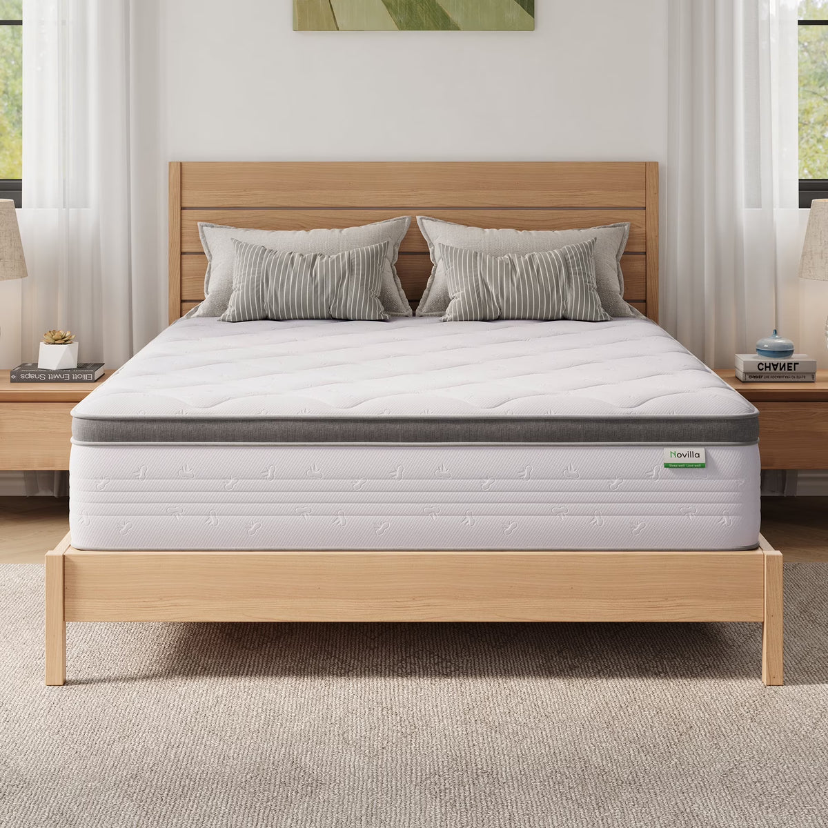 Novilla Easeon 12" Medium Pocket Spring Hybrid Mattress,Queen