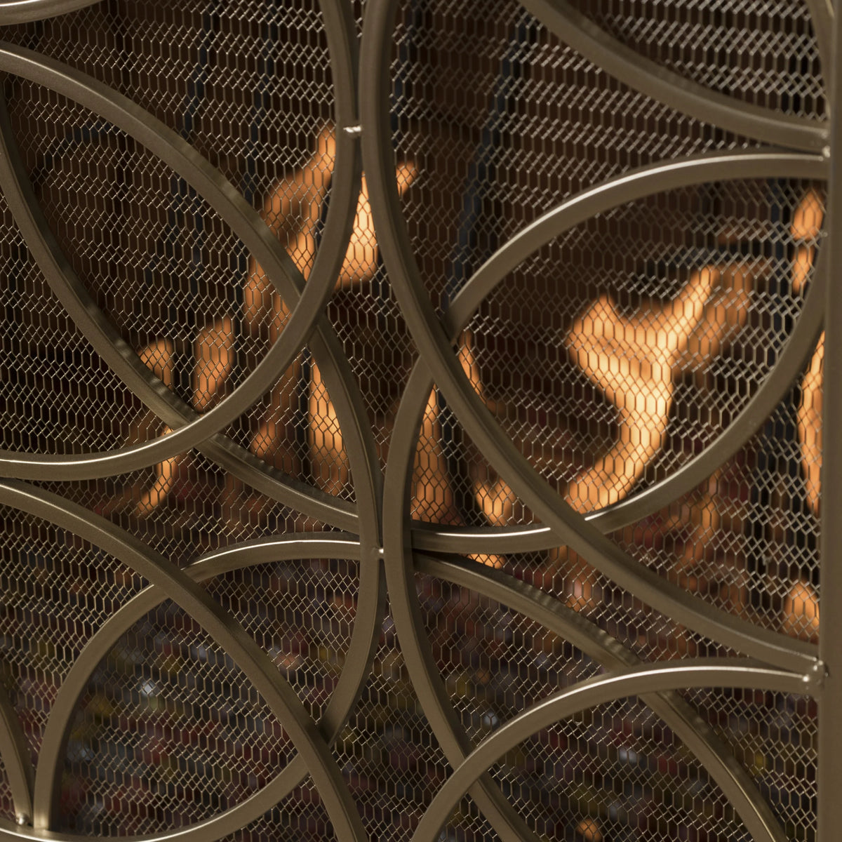 Noble House Emmilou Iron Single Panel Fireplace Screen, Gold
