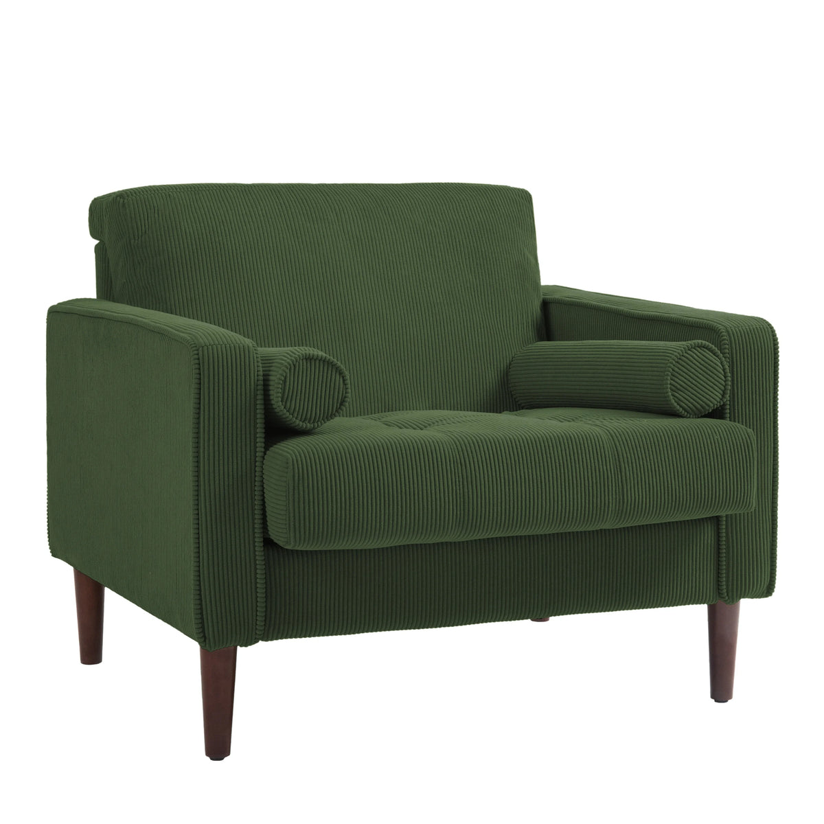 UIXE Corduroy Accent Chair Modern Upholstered Arm Chairs Comfy Reading Armchair with Pillow Armrest Tufted Living Room Single Sofa Lounge Seat, Yellow