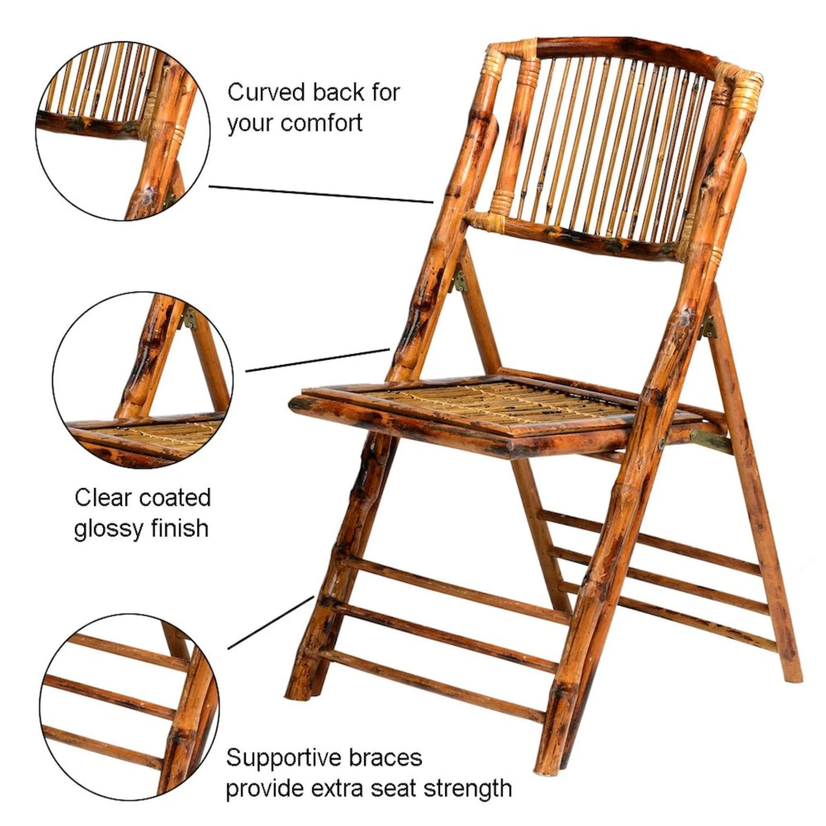 CSP Commerical Seating Products Bamboo Folding Chairs, Wood