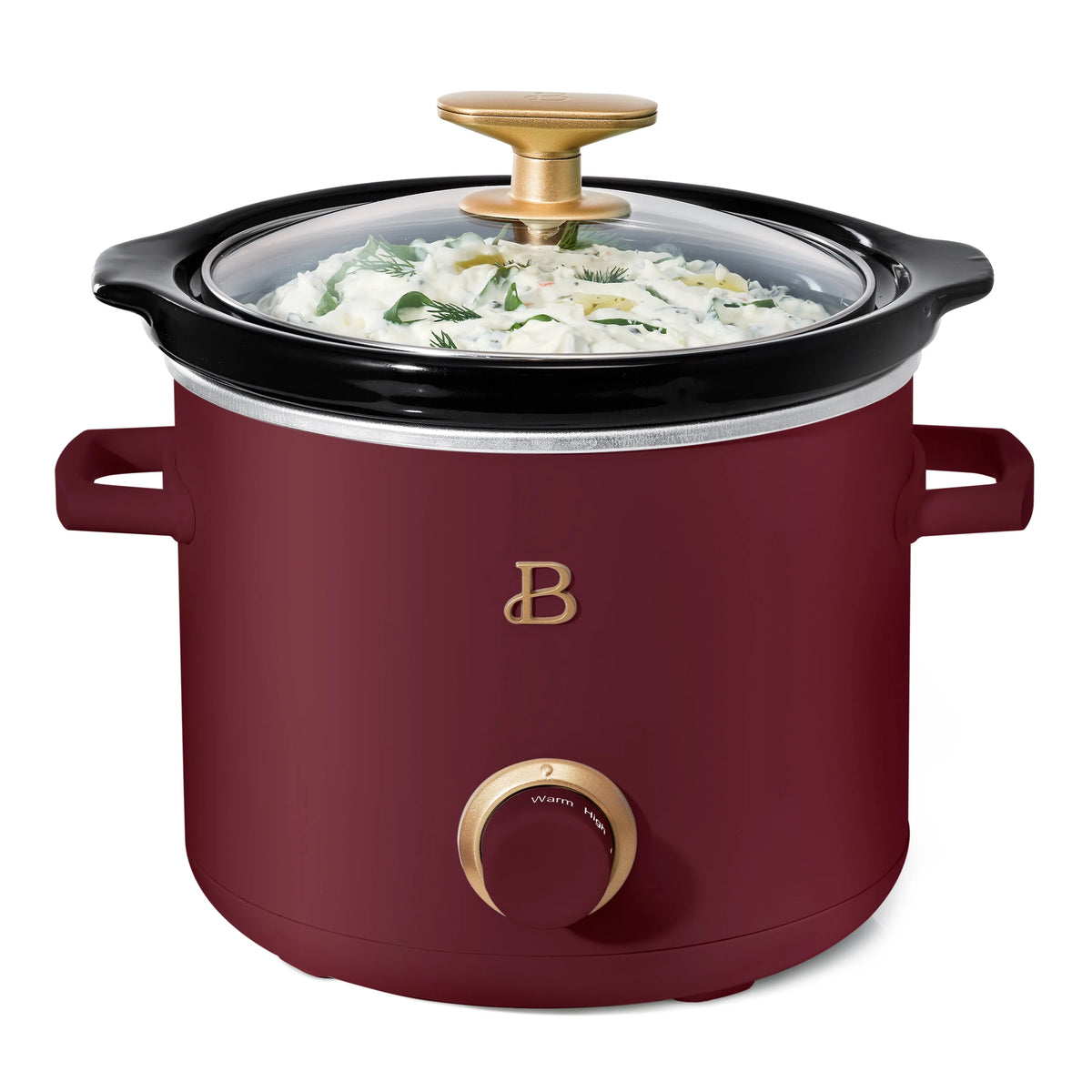 Beautiful 2 qt Slow Cooker Set, 2-Pack, White Icing and Merlot by Drew Barrymore, 19340, 100 W