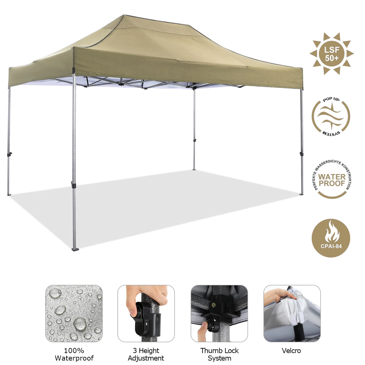 COBIZI 10x10 Heavy Duty Pop-up Canopy Tent for Outside, UPF 50+ Waterproof and Instant Outdoor Shelter, Outdoor Canopy for Beach,Party,Camping with Rope,Stake and Carrying Bag,White(Frame Thickened)