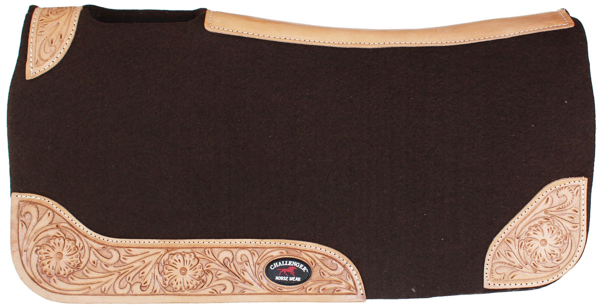 Challenger Horsewear Breathable Western Contoured Wool Felt Moisture Wicking Saddle Pad
