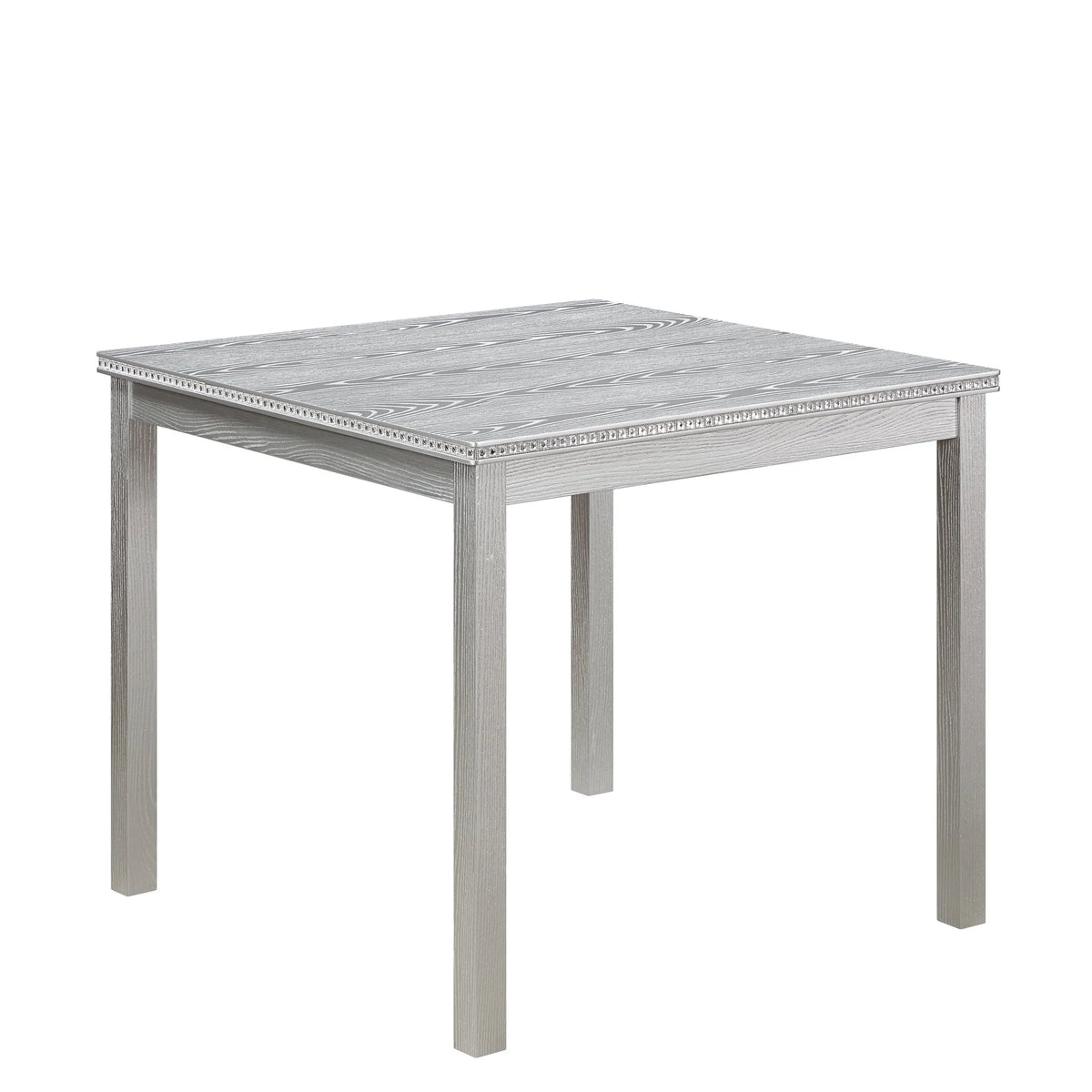 PORKISS Dining Table Set for 4, Solid Wood Dining Room Set with 1 Square Table 4 Upholstered Chairs, Dinner Table with Padded Chairs for Home Kitchen, Gray