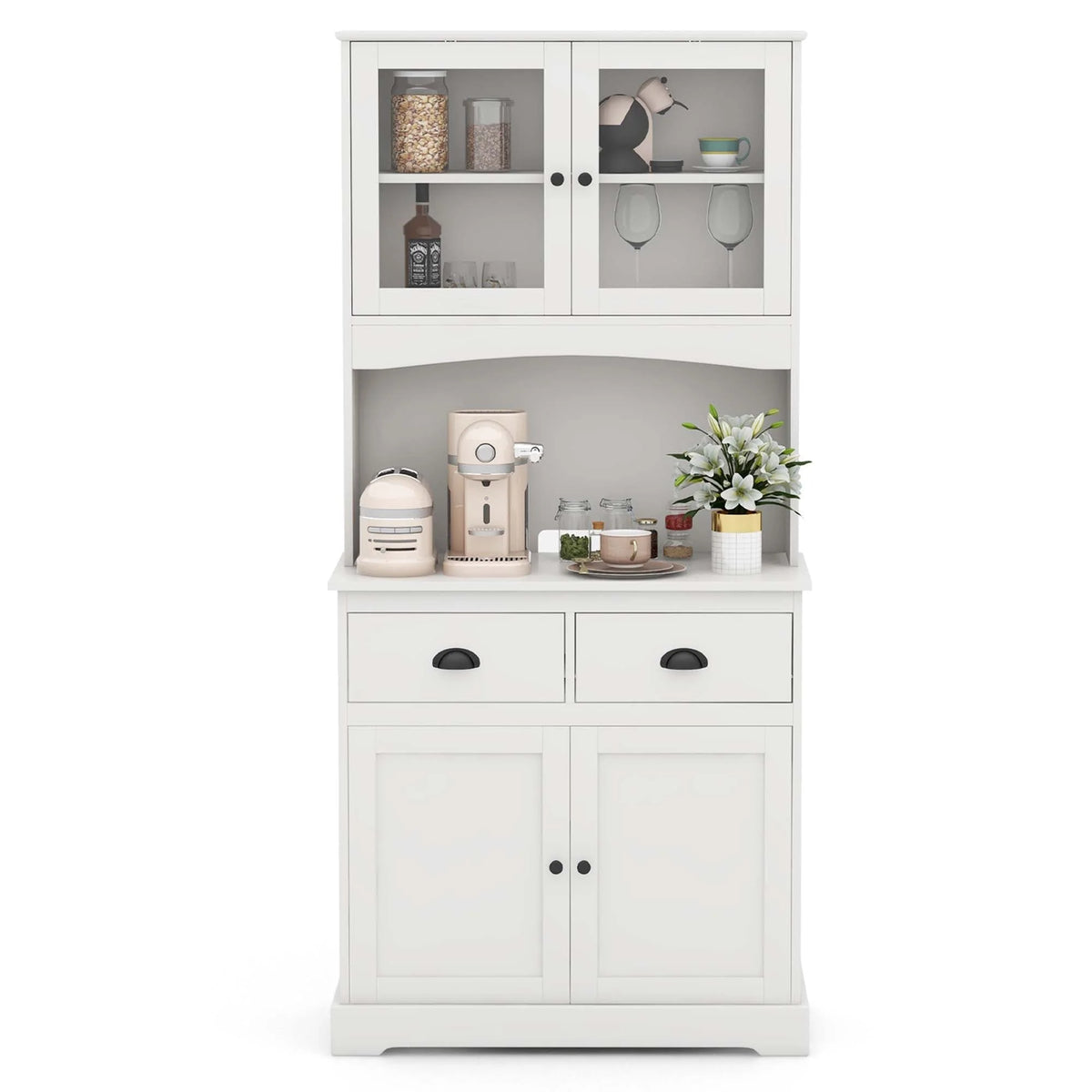 Costway 67'' Storage Cabinet Closet Kitchen Pantry Cupboard with Adjustable Shelves White
