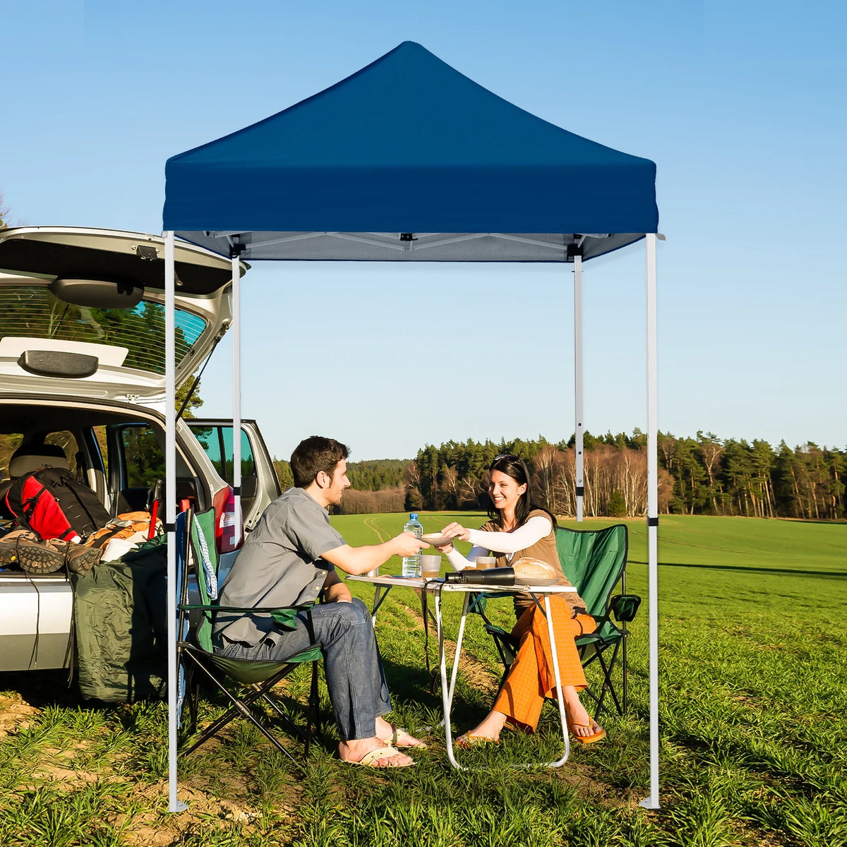 INTER HUT 5x5 Outdoor Pop up Canopy Gazebo, Instant Easy Set up Outdoor Canopy Commercial Fair Shelter, Beige
