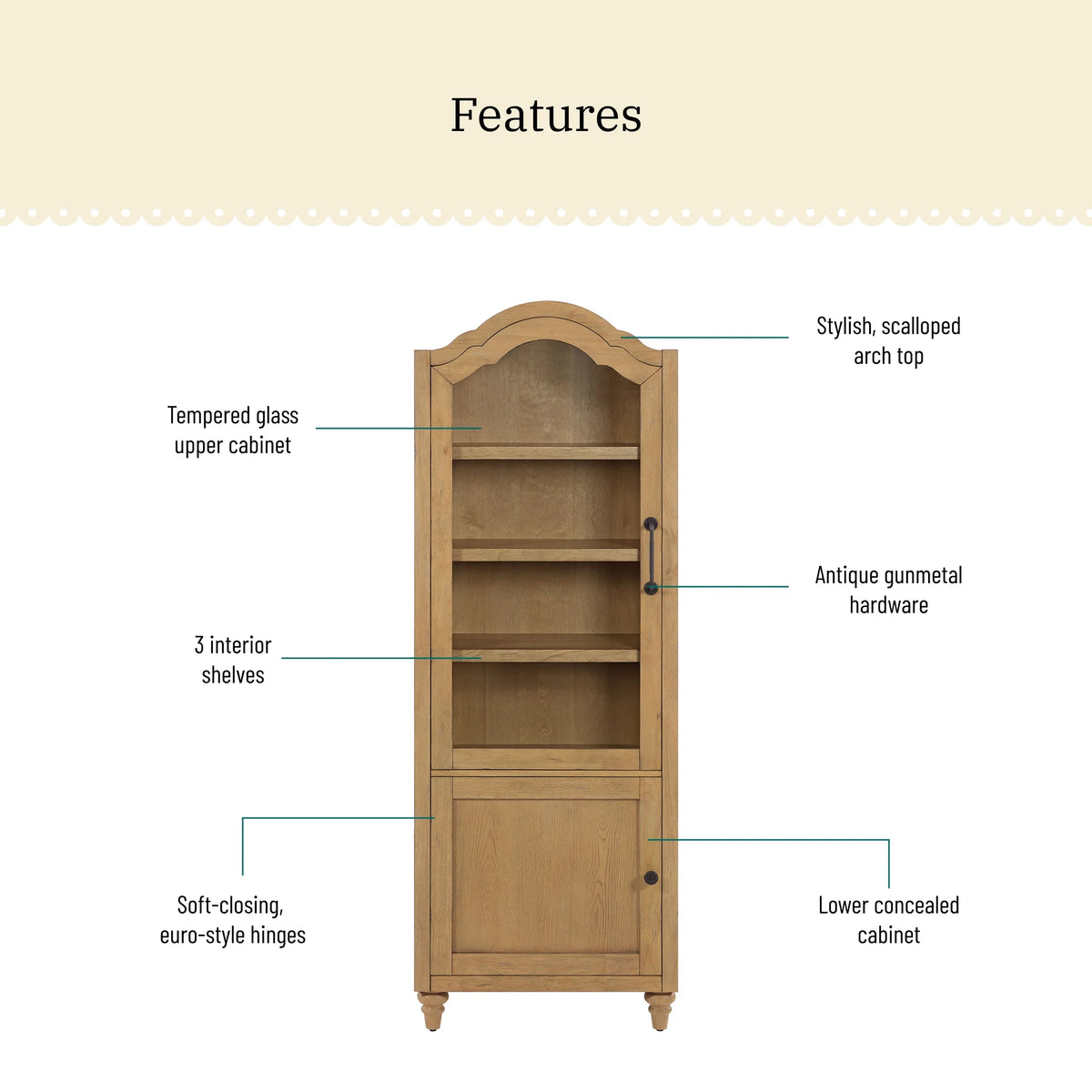 The Pioneer Woman Dining Hutch Cabinet, Medium Brown Finish