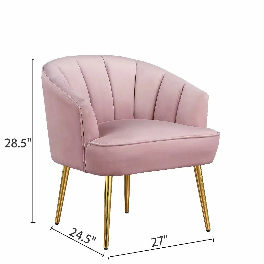 Manufacturer Name Morden Fort Glam Velvet Barrel Carter Chair with Golden Legs Blue