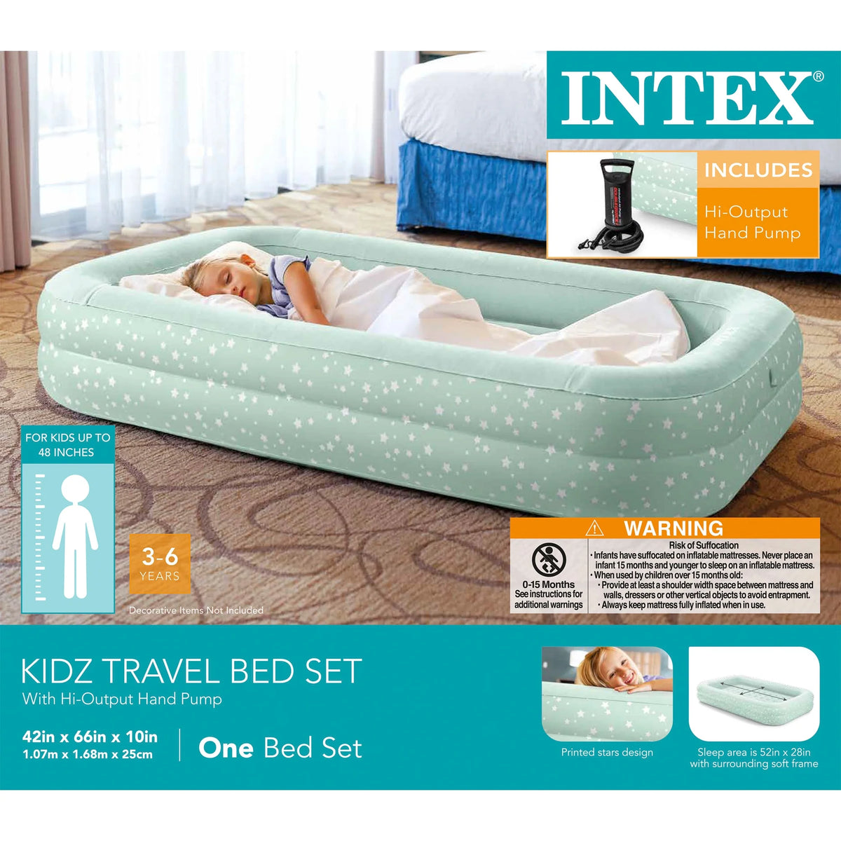 Kidz 10" Starry Night Travel Air Mattress with Hand Pump