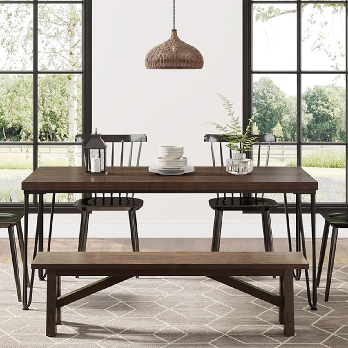 Tribesigns Dining Table for 6 Person, 62.9 Inch Kitchen Dining Room Table
