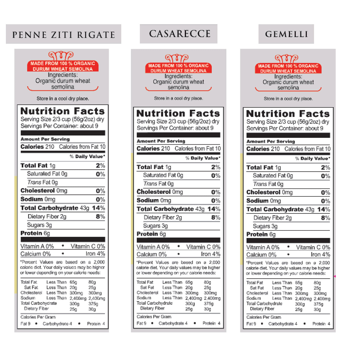 Garofalo, Organic Pasta, Variety Pack, 17.6 oz, 6-Count