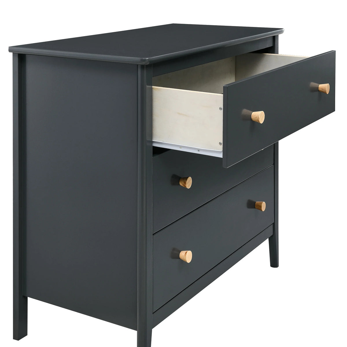 Delta Children Casey 3 Drawer Dresser with Interlocking Drawers, Black Ebony/Natural