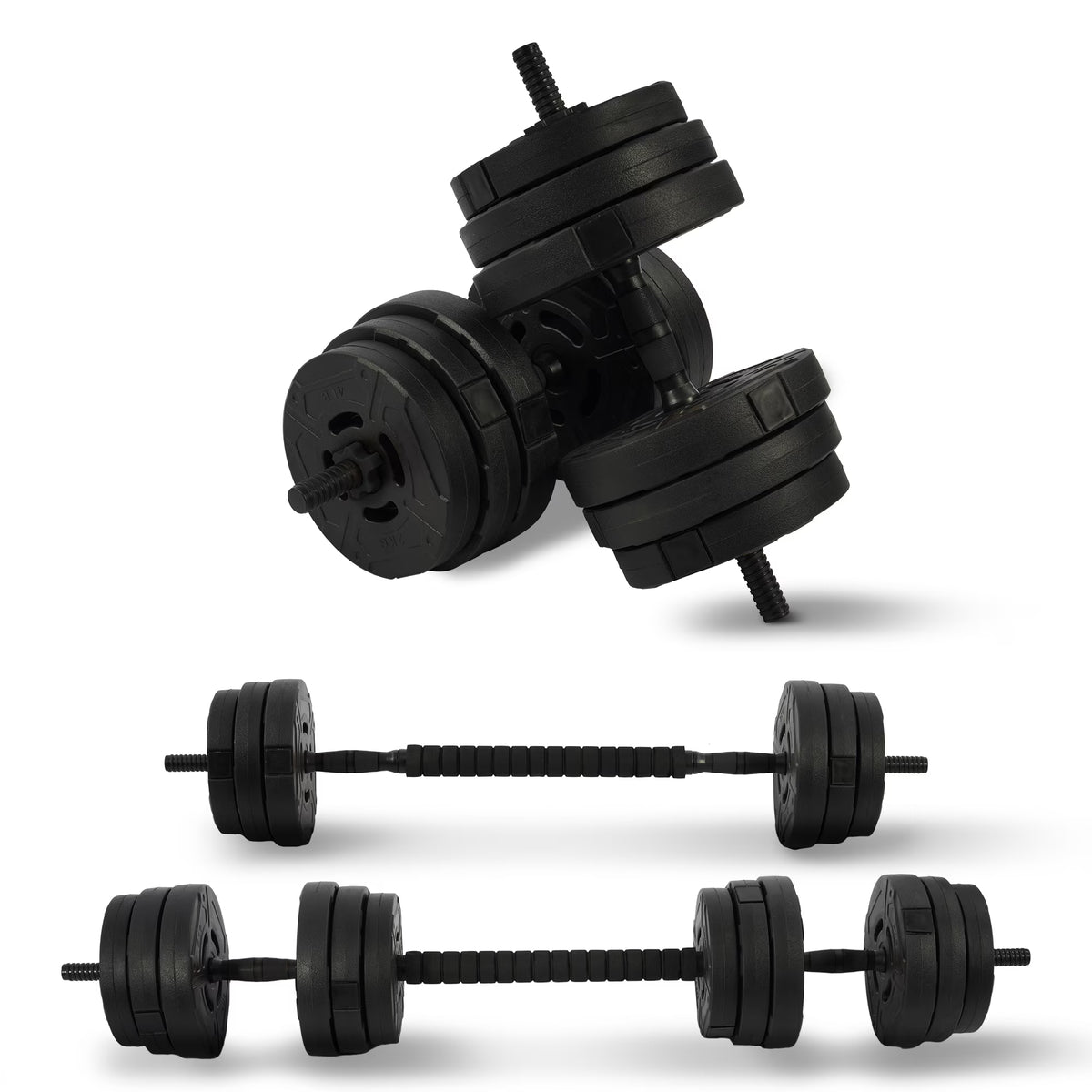 Fitvids 2 in 1 Adjustable Dumbbell Set, 60lbs Free Weights Set with Connector, Black