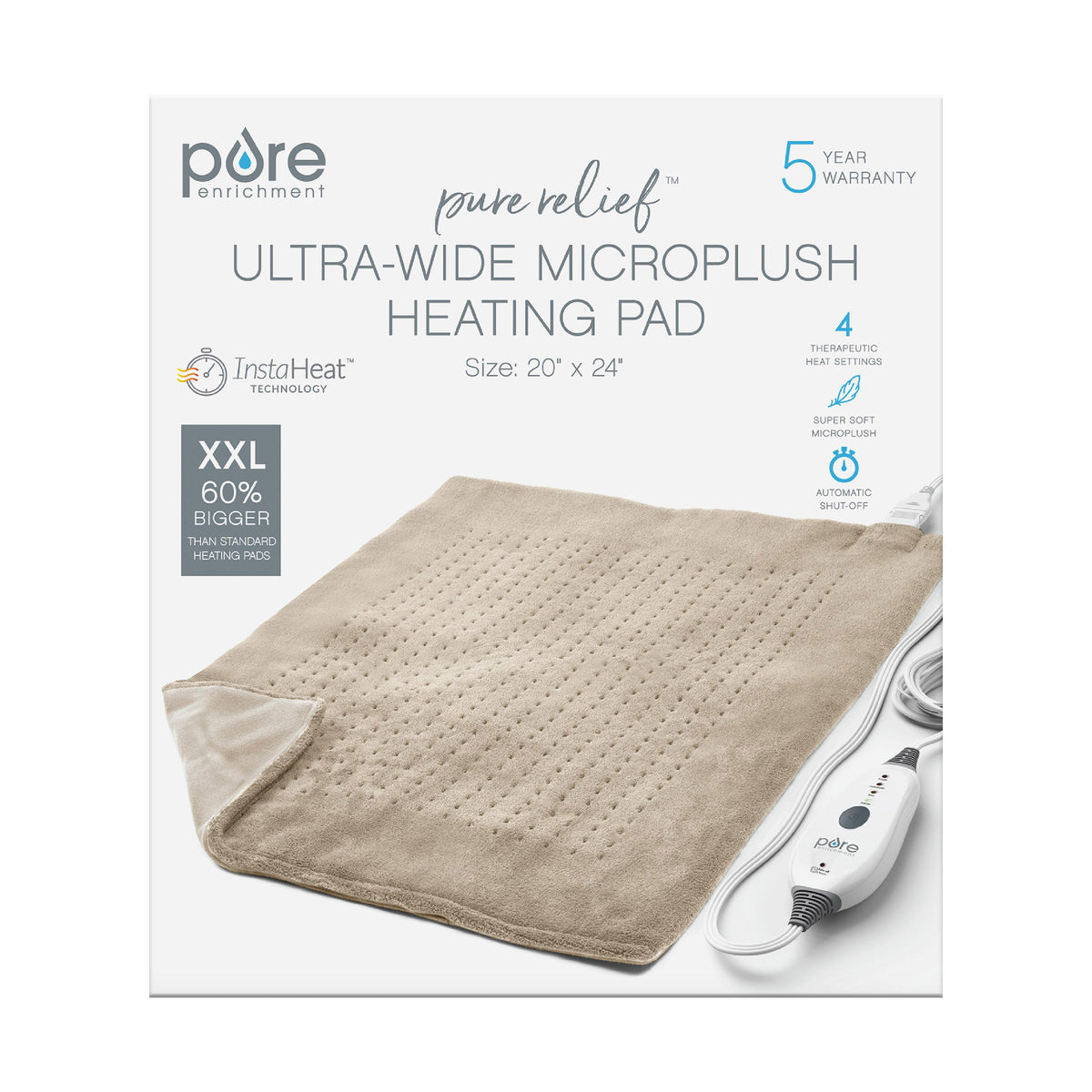 PureRelief Ultra-Wide Microplush Heating Pad