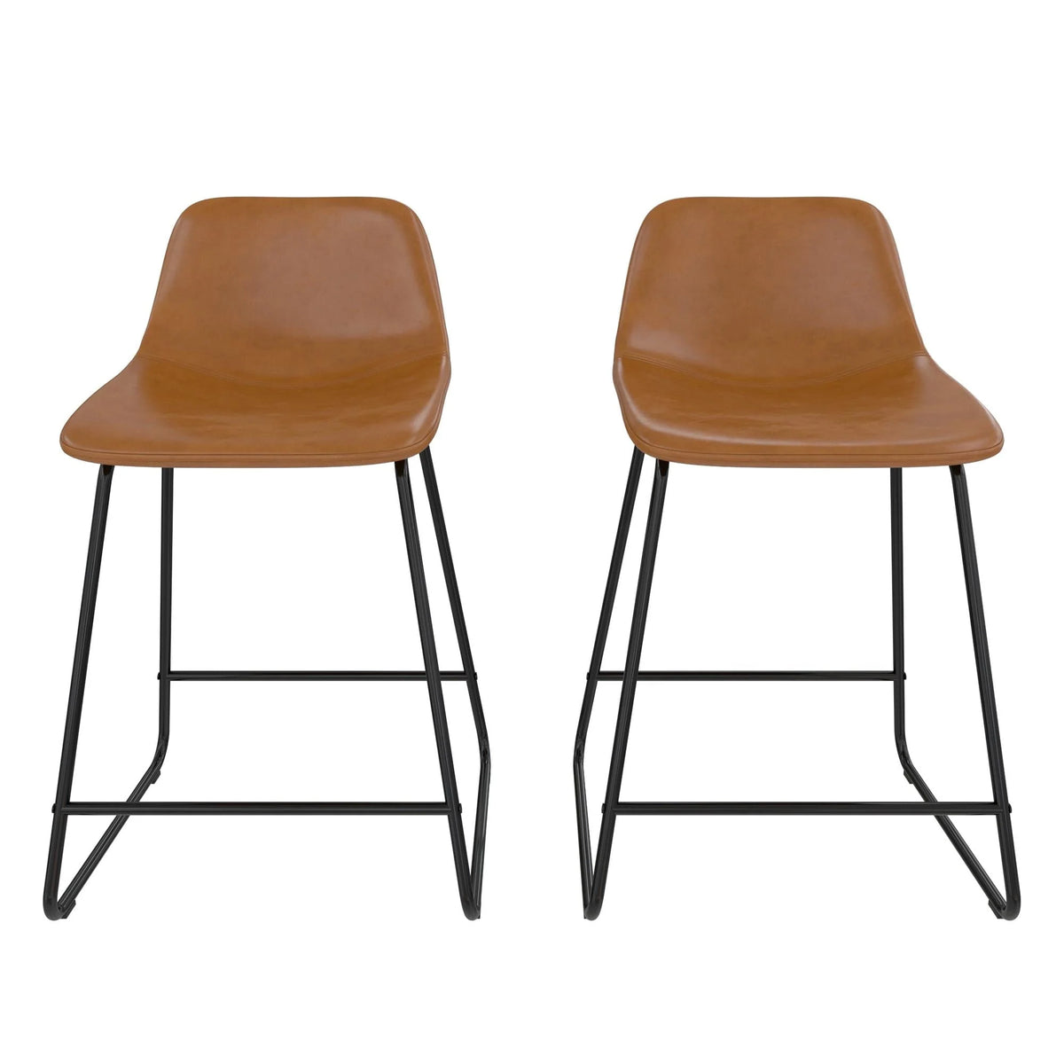 Better Homes & Gardens Farley Scoop Counter Height Stool, Camel Faux Leather