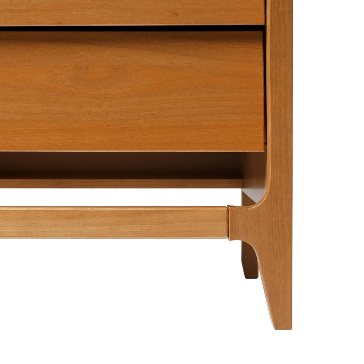 Walker Edison Mid-Century Modern Solid Wood 2-Drawer Nightstand, Caramel