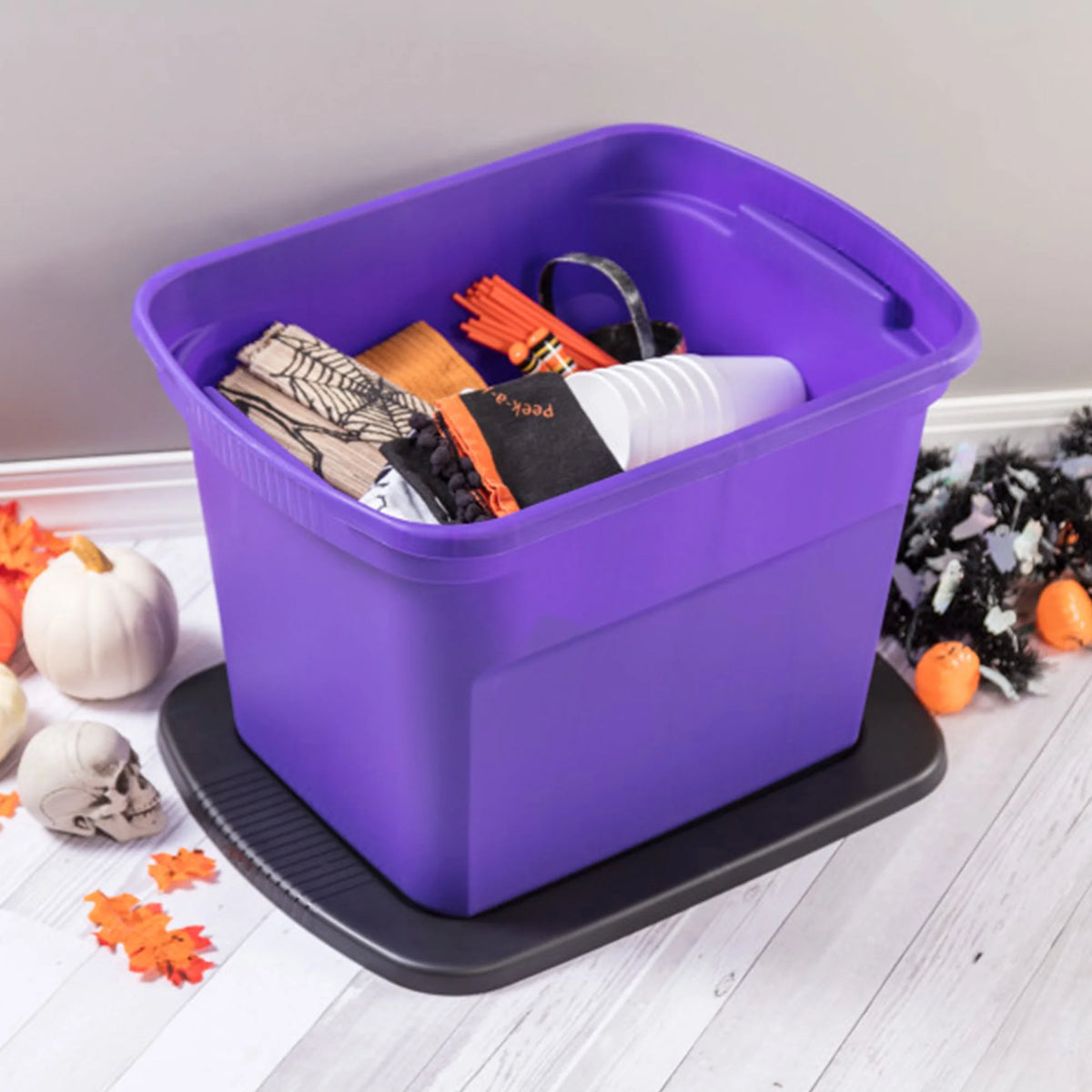 Sterilite 18 Gallon Orange Plastic Storage Container Bin Tote with Lid (8 Pack)