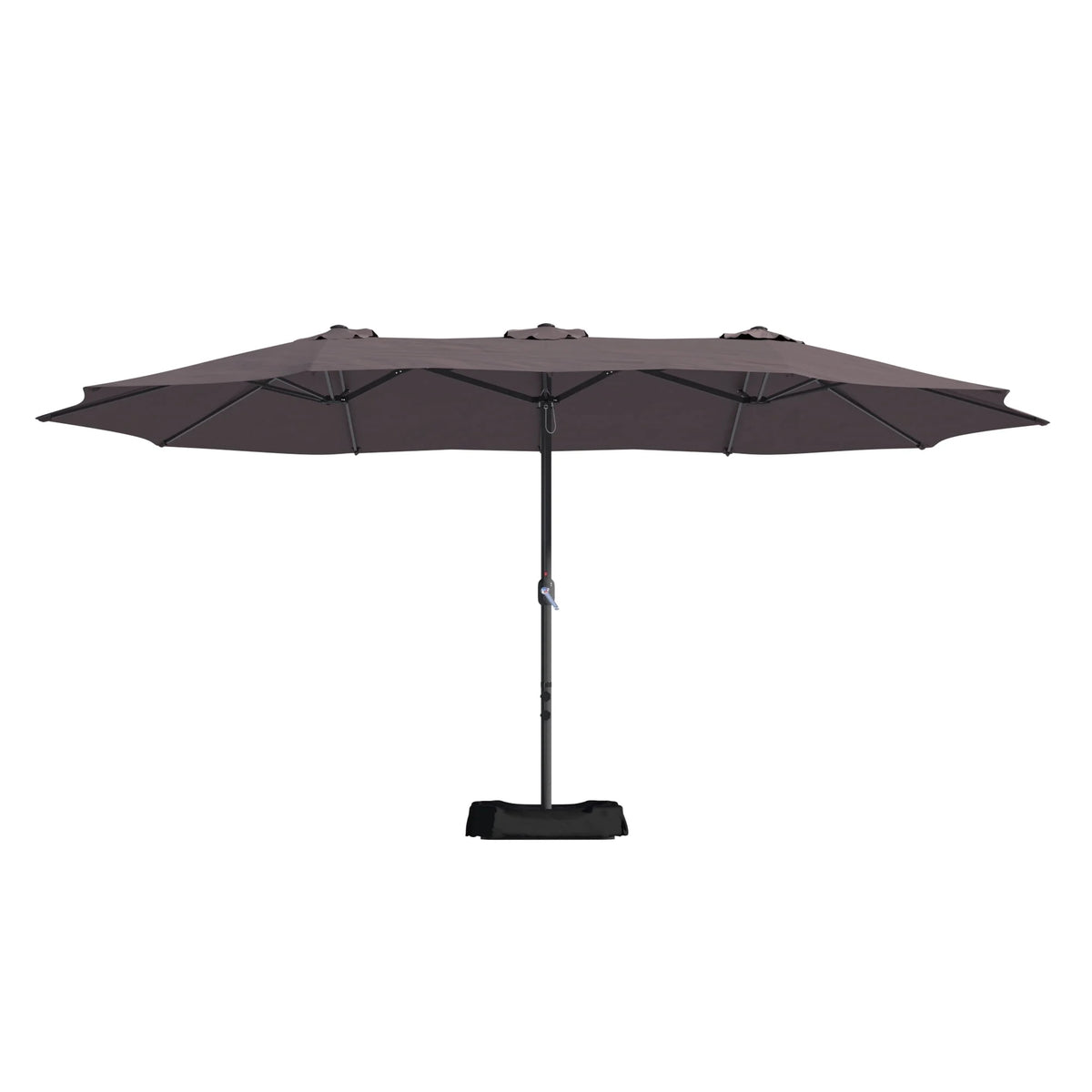 Mondawe 15ft Patio Umbrella Rectangular Outdoor Market Umbrella with Base and LED Lights Beige