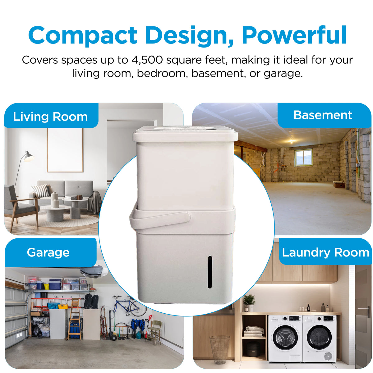 Midea Cube 20-Pint Smart Wi-Fi Dehumidifier, White, Automatic Shut-Off
