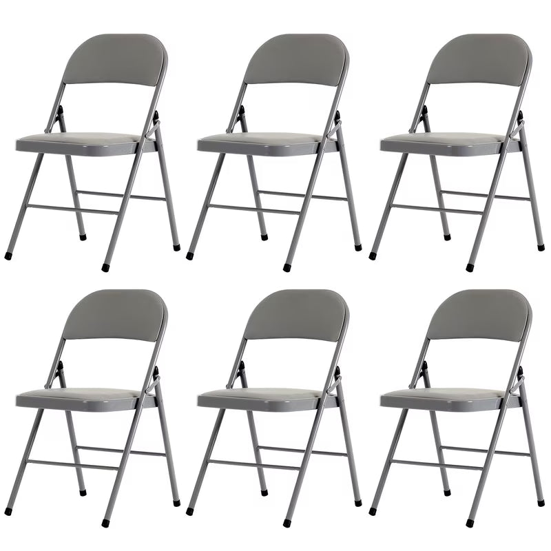 Gundir 6pcs Elegant Foldable Iron & PVC Chairs for Convention & Exhibition Gray