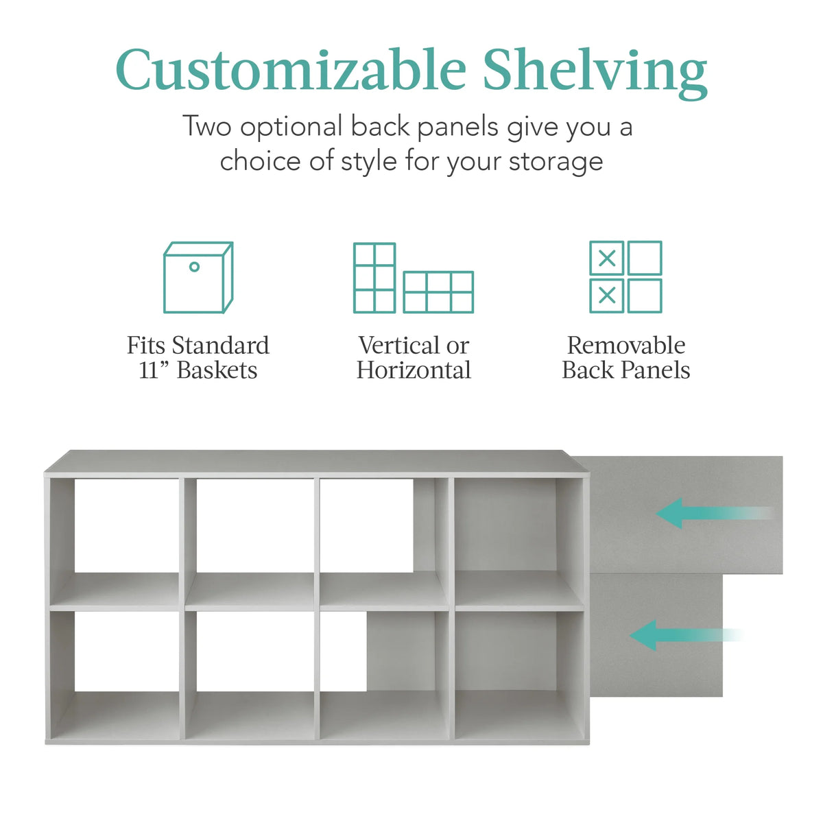 Best Choice Products 8-Cube Bookshelf, 11in Display Storage System, Organizer w/ Removable Back Panels - Black