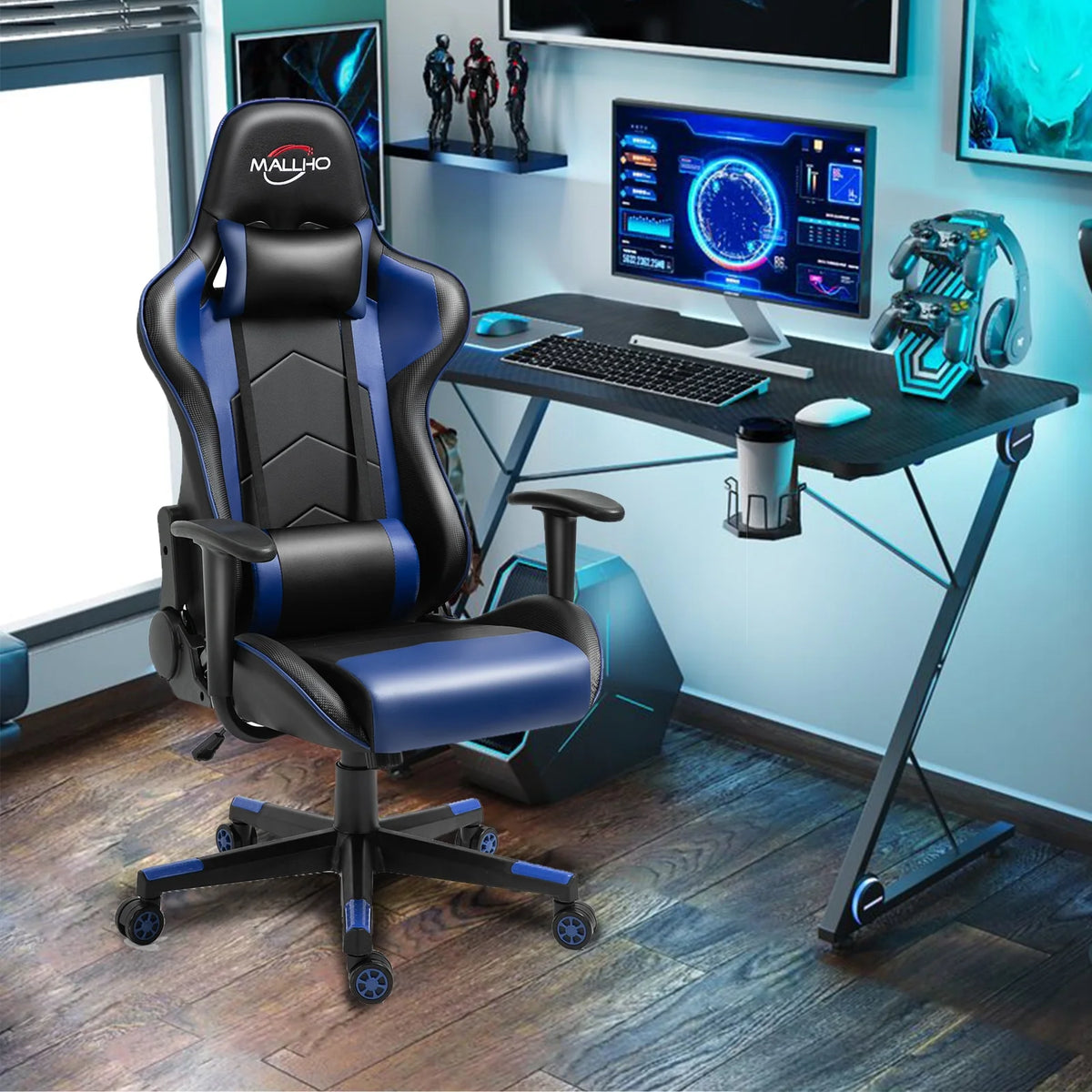 Polar Aurora Gaming Chair Computer Racing Style Video Chairs with Headrest Lumbar Support