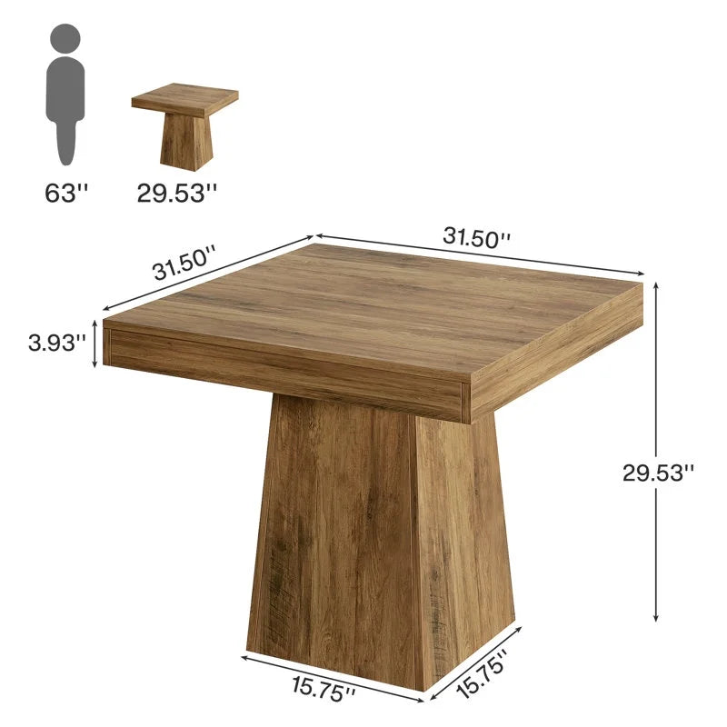 Tribesigns Square Dining Table for 4, 31.5-Inch Kitchen Table Small Dinner Table with Sturdy Pedestal Base, Farmhouse Dining Room Table for Home Dining Room, Living Room, Kitchen, Dark Gray