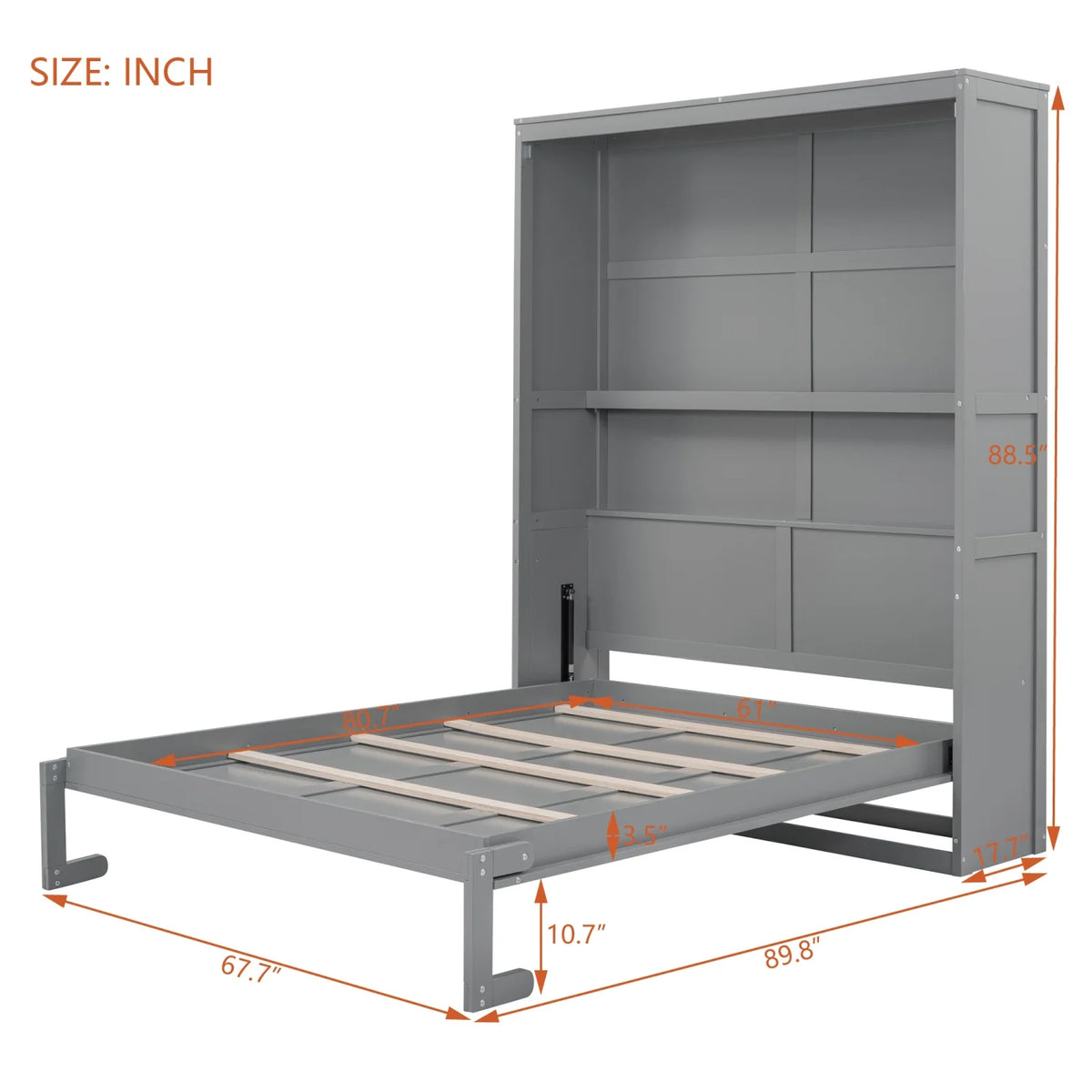 Harper & Bright Designs Full Size Murphy Bed with Shelves, Foldable Wall Bedframe w/Flexible Slats Support, Space-Saving Design, Can Be Folded Into Cabinet, White