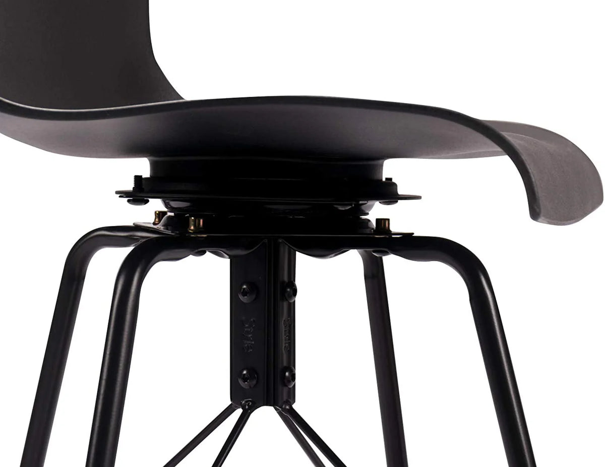 Andeworld 24" Swivel Bar Stools with Backs Plastic Counter Height Stools Set of 4 Metal Legs Black