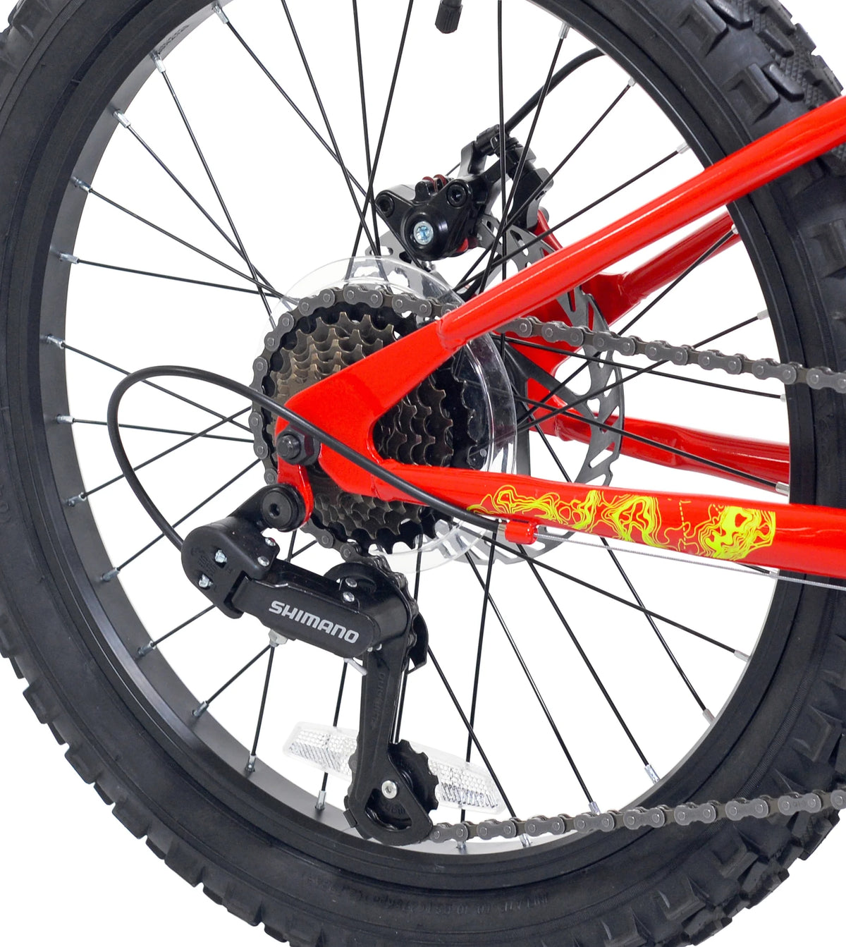 20" Ozark Trail Vibe Mountain Bike, 7 Speed, Fits Rider 3'11"-4'4", Red, Child/Tween/Teen, Unisex