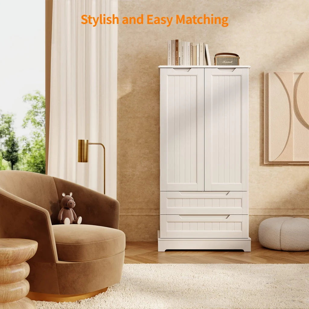 Aiho 47" Kitchen Pantry Storage Cabinet for Kitchen Dining Room - White