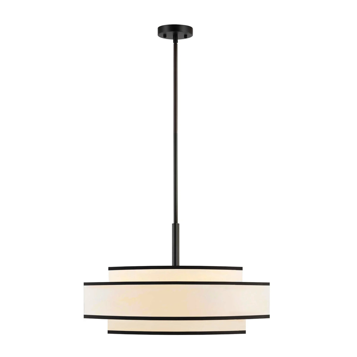 GetLedel 5-Light Double Shaded Dimmable Drum Chandelier Black