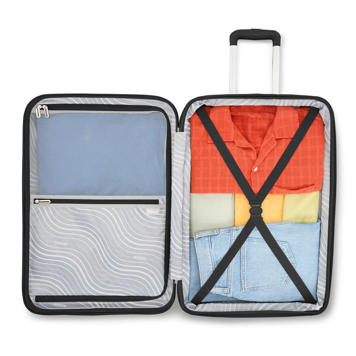American Tourister Color Waves Medium Checked Suitcase with Spinner Wheels - Black