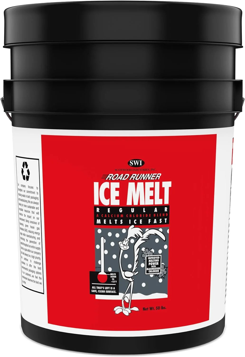 Road Runner Ice and Snow Melt Fast Acting Scotwood Industries Pail, 2 Pails of 50 Lbs Total 100 Lbs