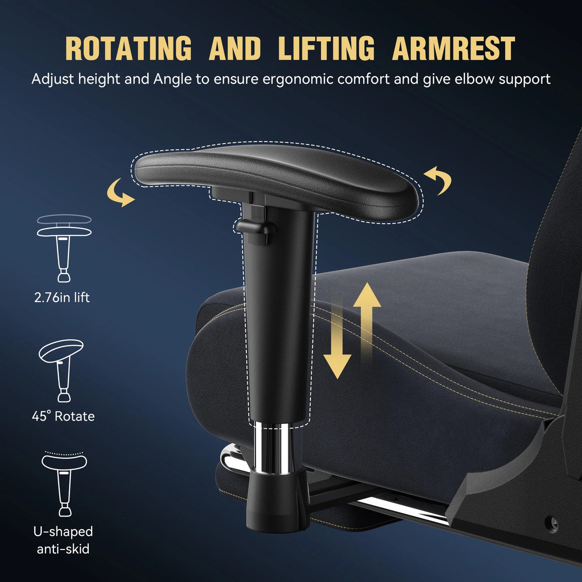 Dowinx Computer Gaming Chair with Pocket Spring Cushion and 4D Armrests for Office,Breathable Fabric High Back Ergonomic Task Chair with Footrest , Massage Lumbar Support Black