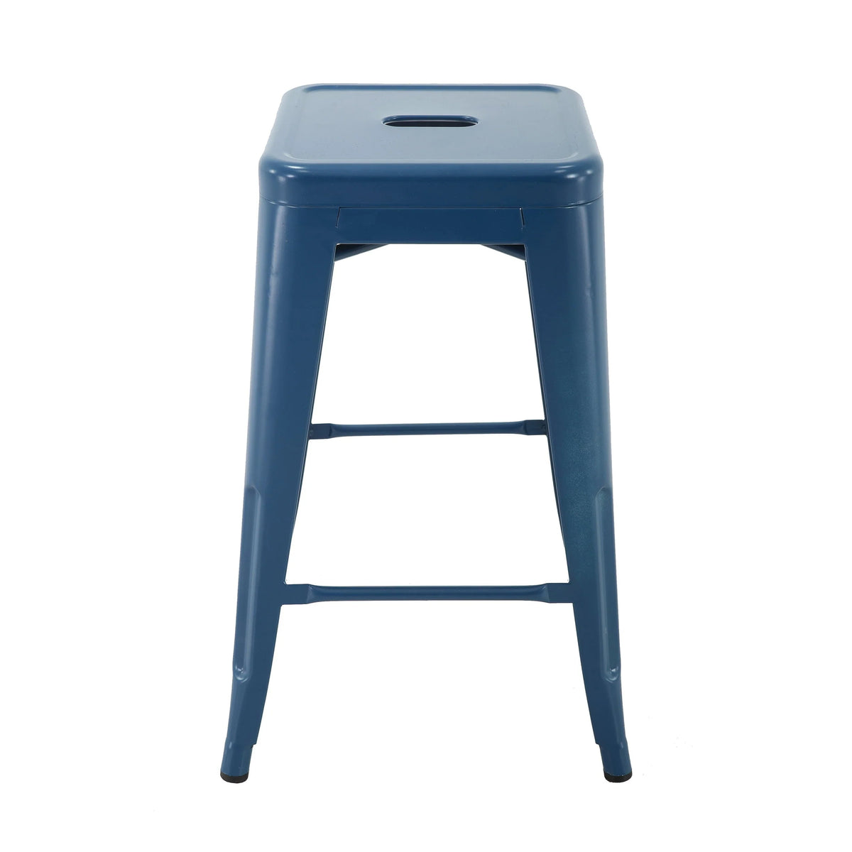 Brage Living Blue Backless Metal Bar Stools Indoor-Outdoor Counter Height Stool Backless Stackable Barstools Kitchen Counter Stools Chairs, Set of 4