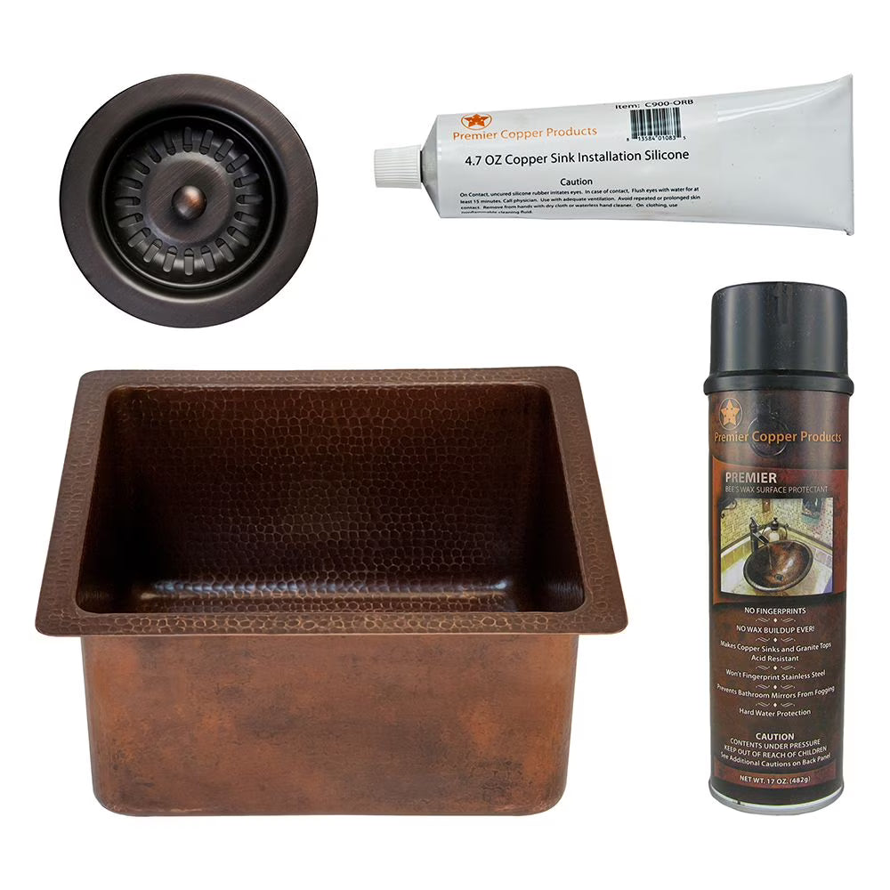 Premier Copper Products BSP5_BREC16DB-D Bar Sink and Drain Package